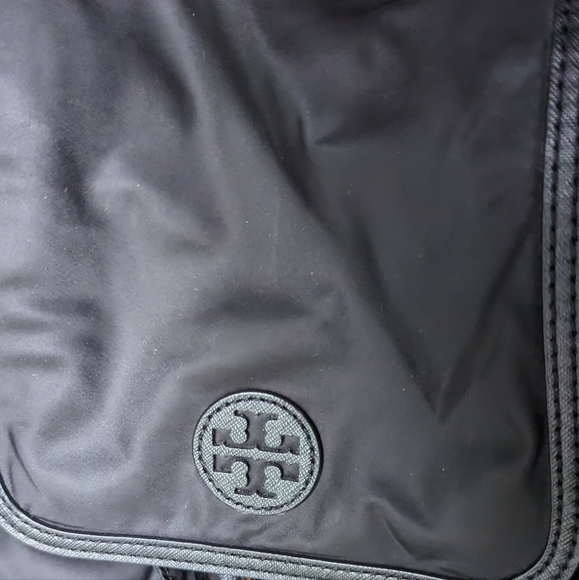 EUC Tory Burch Scout Mini Nylon Backpack in black flap magnetic clasp closure - Picture 4 of 16